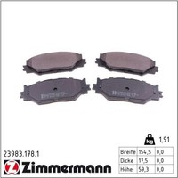 Zimmermann 23983.178.1 Bremsbelagsatz FüR Lexus IS IS C E2 GSE2