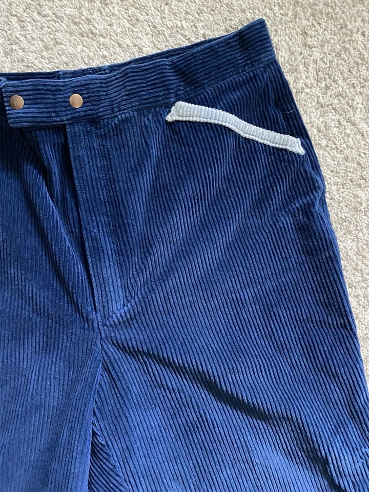 1950's Vtg Blue Corduroy Mens Pants Clam Diggers Workwear Pants 34” Waist 50s - Image 4 of 4