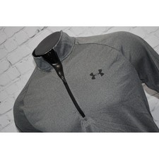 Under Armour 1/4 Zip Kids Large Gray HeatGear Pullover Loose Fit Long Sleeve