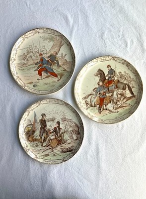 French Wartime Plates (set of three) - Terre de fer  A Mars- La Tour 1870 