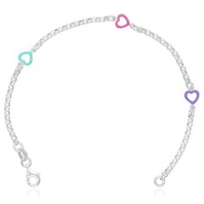 Kids 2.5mm Sterling Silver Heart Rolo Bracelet Solid Links 7"