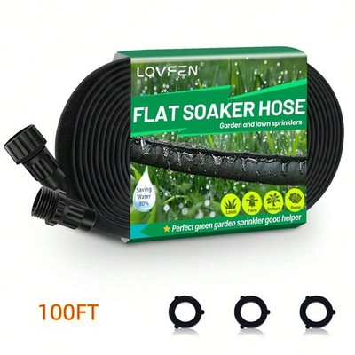 100FT FLAT SOAKER HOSE Sprinklers Garden Lawn Farm Orchard Flower Saving Water