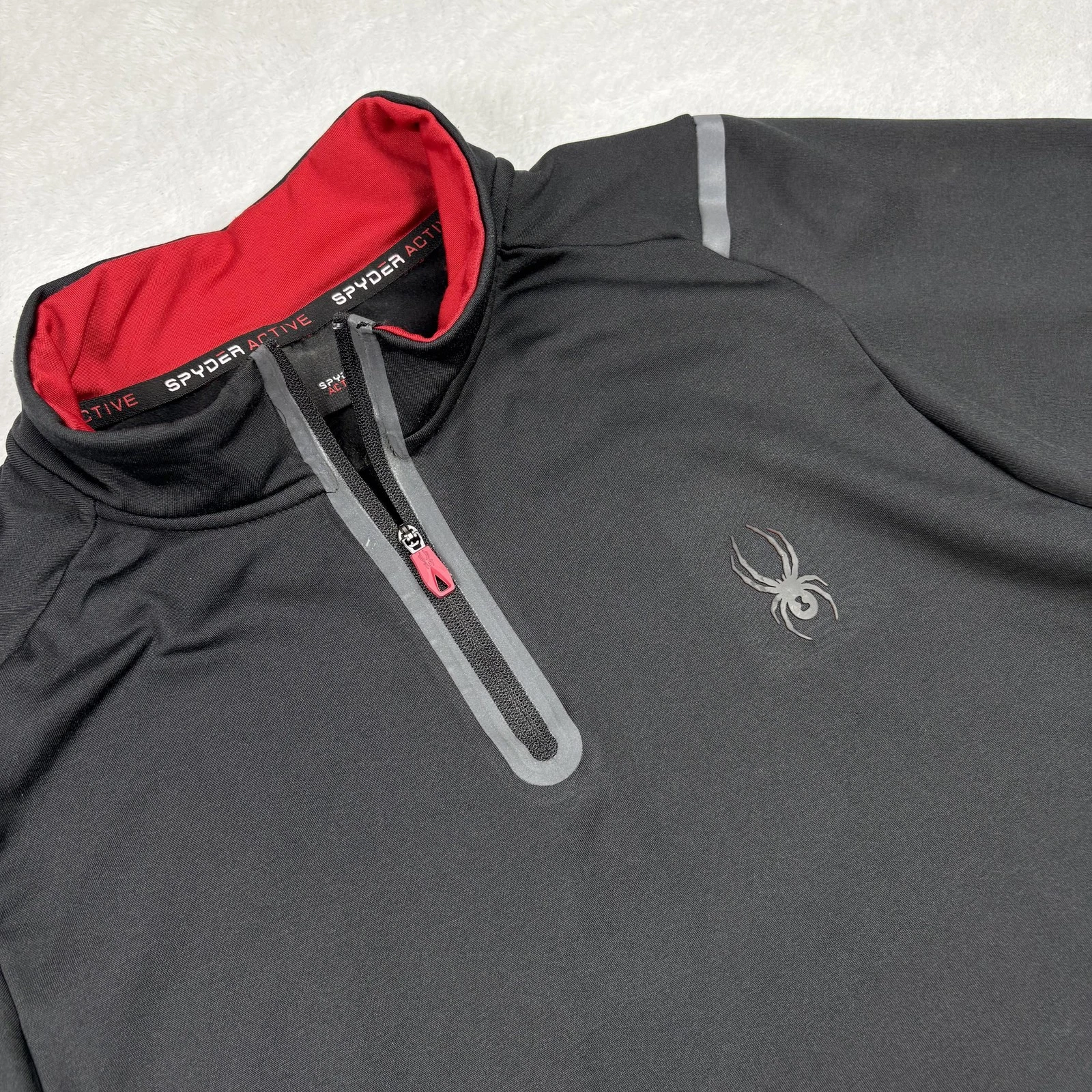 Spyder Pullover Mens L Black Long Sleeve Mock Neck 1/4 Zip Spyder Active