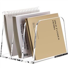 Desk File Organizer,3-Section Vertical Clear Acrylic Desk Organizer File Hold...