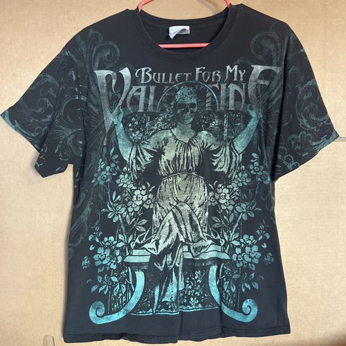 Bullet For My Valentine T Shirt Mens Large Black Y2K AOP Grunge Metal Band 2010 - 第 1/5 張圖片