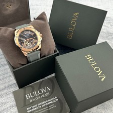 Bulova Marine Star Rose Gold Dial-Grey Rubber Strap Men's Automatic Watch/98A228