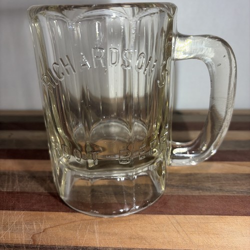 Richardson’s Vintage Root Beer Glass Mug Clear Glass Heavy Great Shape!!