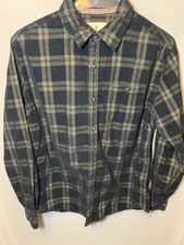Mens M The Normal Brand Black Grey Plaid Button Down Long Sleeve Flannel Cotton