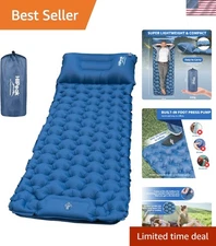 Sleeping Pad - Ultralight Inflatable Sleeping Mat with Built-in Foot Pump, Du...