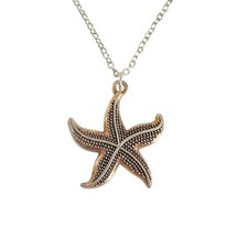 Starfish Pendant Necklace Silver Tone 18in Chain With Lobster Clasp