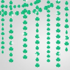 St Patricks Day Shamrock Garland - 6 Strings, No DIY  Shamrock Streamer, St