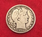 1906-O Barber Half Dollar  - 90% Silver Nicer Grade.