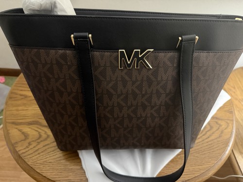 MICHAEL KORS MONOGRAM LARGE TOTE LEATHER HANDBAG