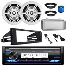 JVC Marine BT Receiver, Cover, 2x 6.5" Speakers, Harley Install Acccessories