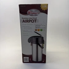 Winware Stainless Steel Airpot APSK-725 2.5 L Lever Top Double-Wall Insulated 