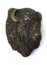 VINTAGE 1978 BERGAMOT BUFFALO BISON HEAD SOLID BRASS BELT BUCKLE U.S.A. MADE