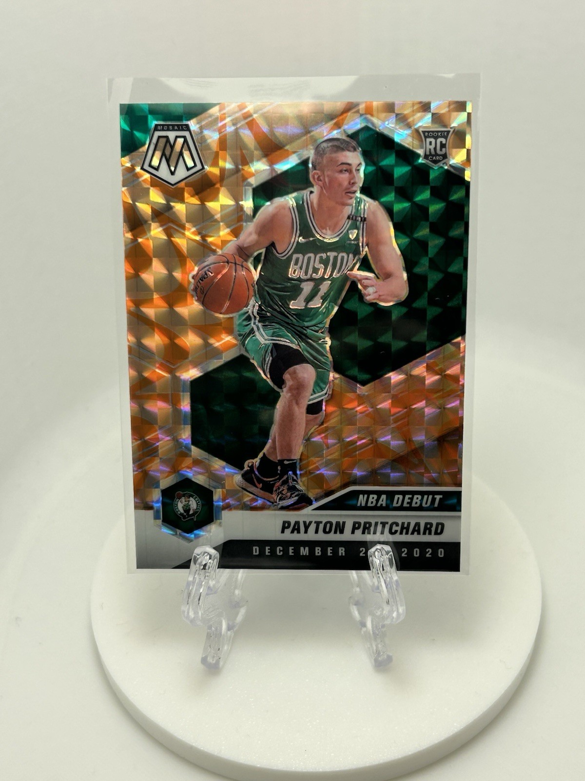 2020-21 Panini Mosaic NBA Debut Payton Pritchard Yellow Reactive Prizm #269 (RC)