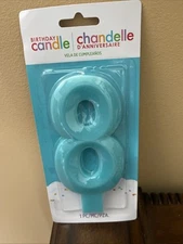 🌟BLUE NUMBER 8 BIRTHDAY CANDLE AMSCAN 6"