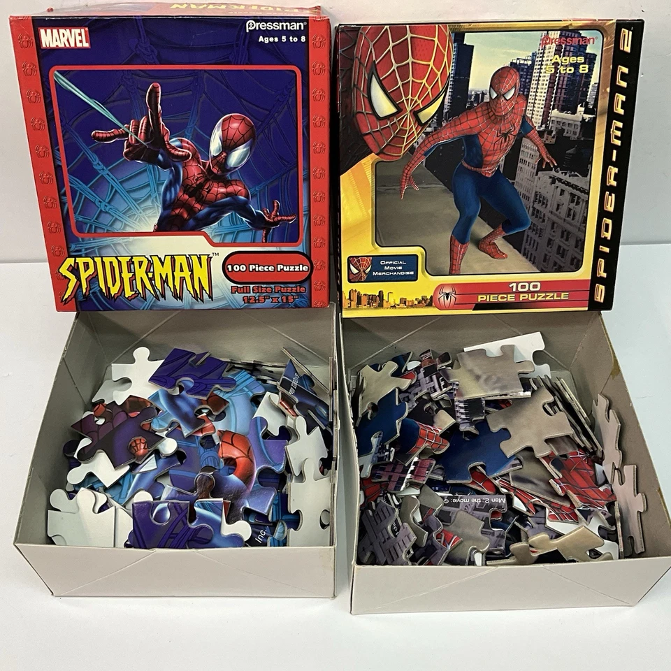 Lote de 2 rompecabezas de 100 piezas Marvel Comics Spider-Man (2003-2004) usados completos Foto 4 de 4