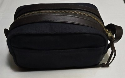 FILSON Rugged Twill Travel Kit Navy Used 10''×6''×6''. Dopp Toiletry Bag. Made USA