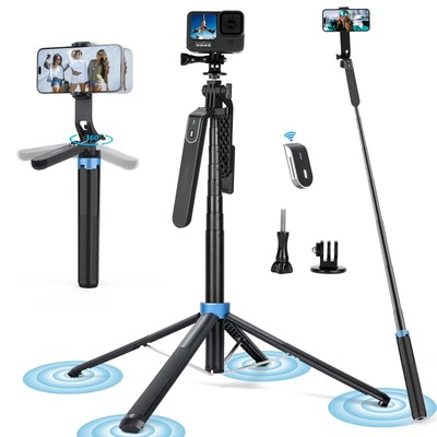 Eocean 71'' Tall Selfie Stick Tripod Quadripod with Remote & with 360° Ballh