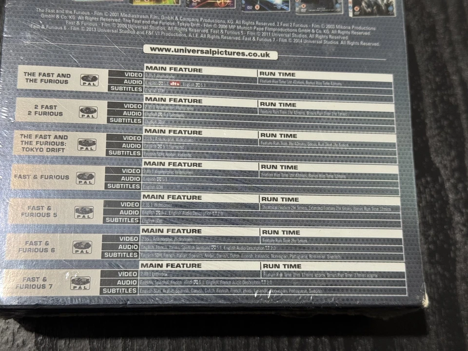 Fast And Furious 7 Movie Collection Dvd Boxset Brand New Sealed  - Image 4 of 4