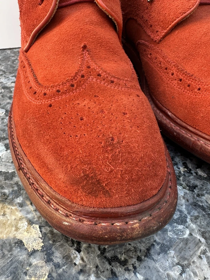 FLORSHEIM by DUCKIE BROWN Mens 11.5 D Leather Wingtip Boots Red - Image 4 of 4