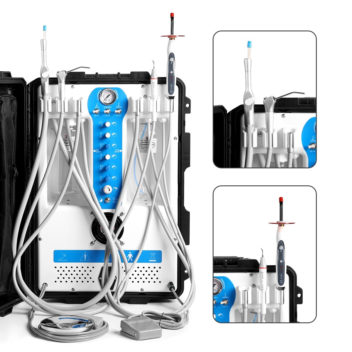 FDA Dental Delivery Unit Turbine System Air Compressor +Woodpecker Curing+Scaler