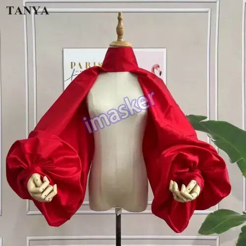 Chaqueta Naranja Dorado Mangas Hinchadas Capa Mantón Corto Cuello Alto Moda Accesorios - Imagen 5 de 22