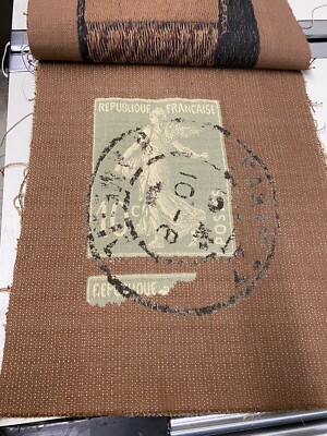 French Stamp Weave Fabric Piece