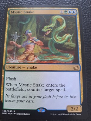 MTG Card.  Mystic Snake,  MM2 rare Snake as pics 180