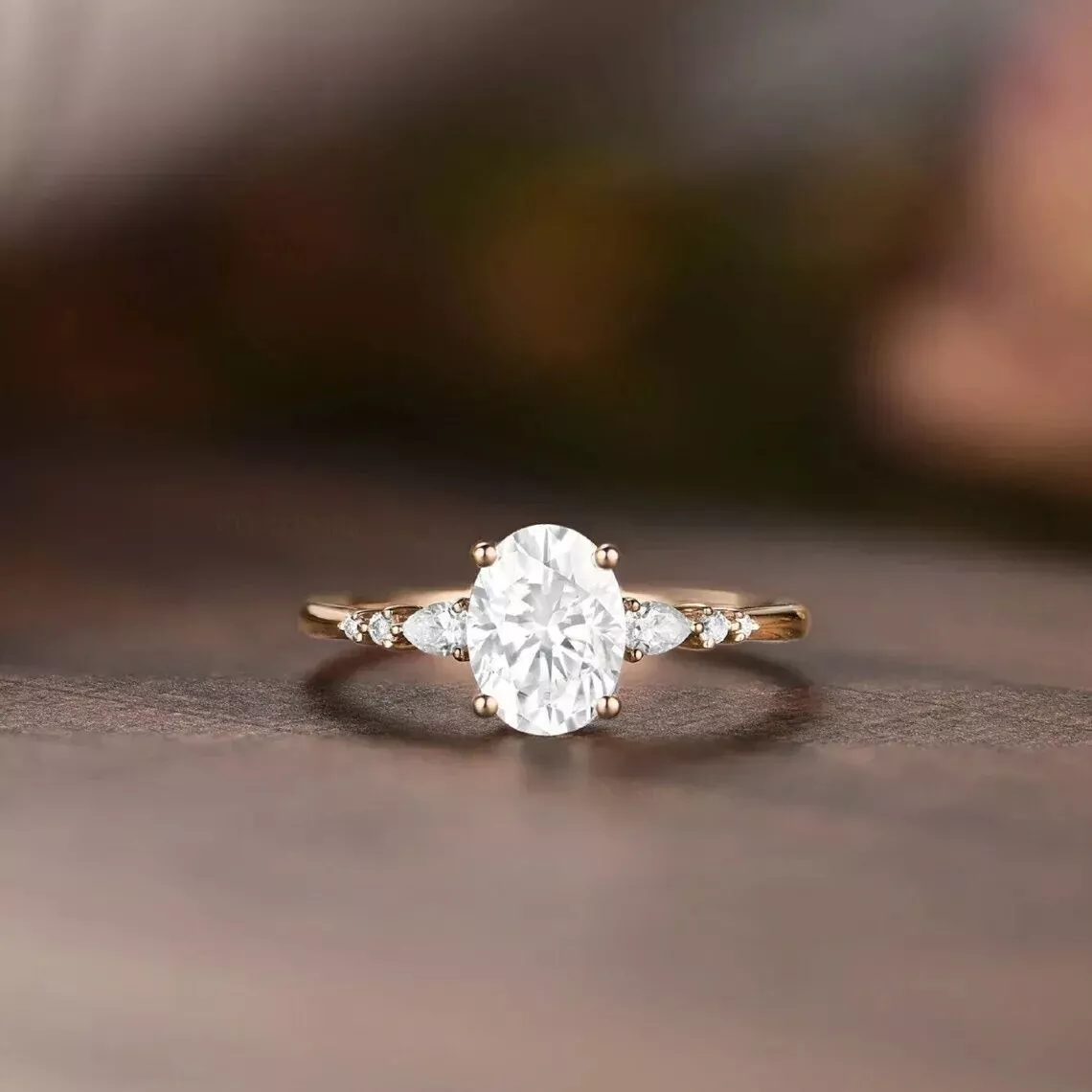 Oval engagement ring cheap with side diamonds