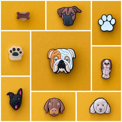 Shoe Charms/Anstecker HUND/DOG/ENGL. BULLDOGGE/SCHÄFERHUND/PFOTE/PUDEL/VIZSLA