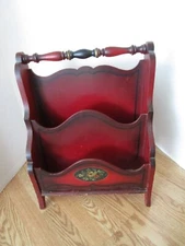 Vintage ART DECO WOOD MAGAZINE RACK side chair STENCIL ORIGINAL PAINT 20.75" T