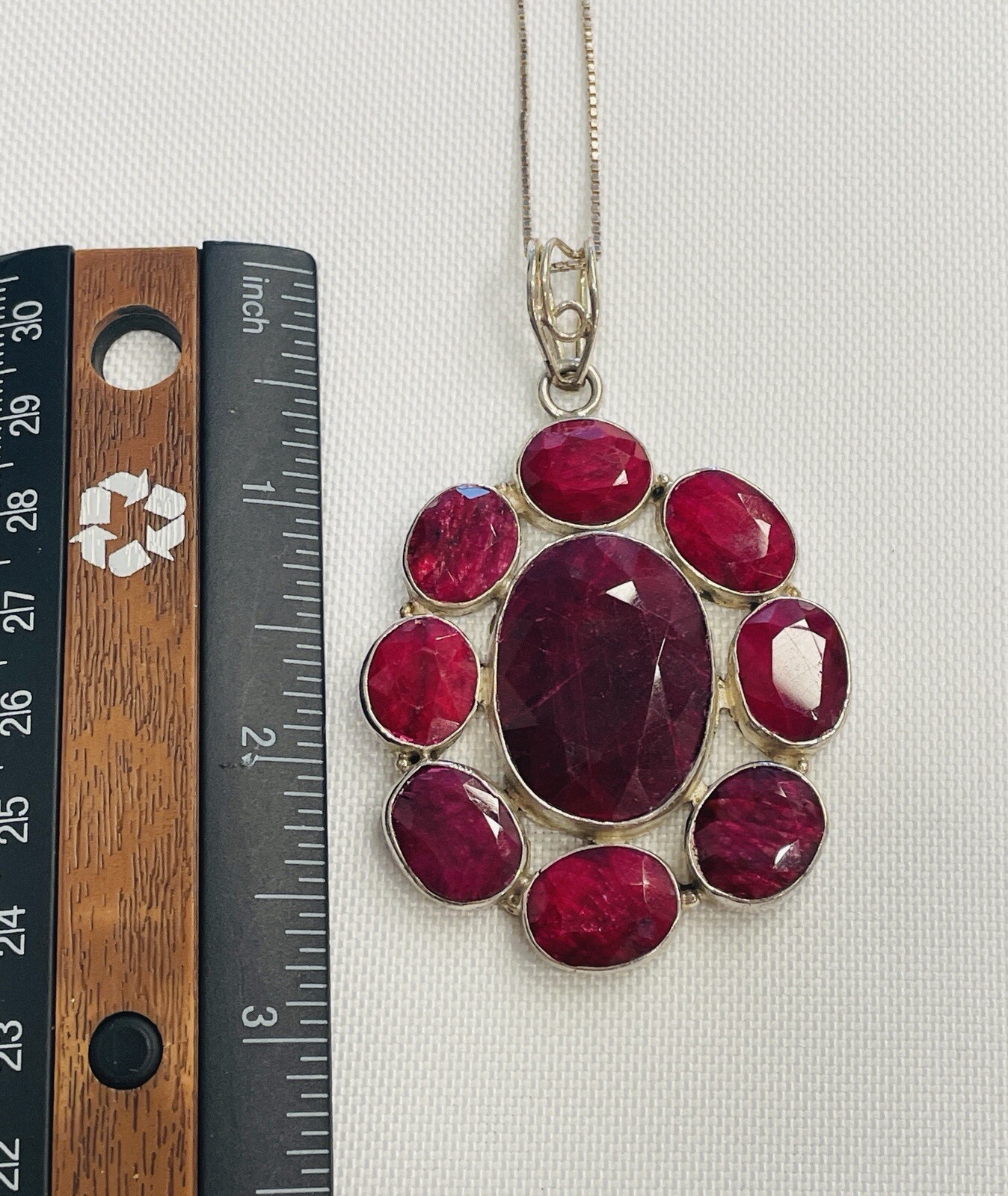 Handmade Sterling Silver Ruby Flower Pendant Neck… - image 3