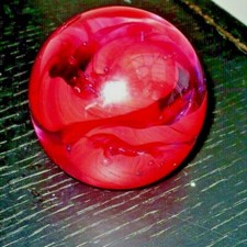 CAITHNESS VINTAGE GLASSPAPERWEIGHT RED 1991 DES. by ALASTAIR MACINTOSH CRUCIBLE