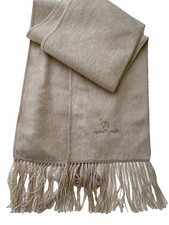NEW Alpaca Camargo Logo Mens/Womens Beige Fringe Scarf Alpaca Blend Length 67"