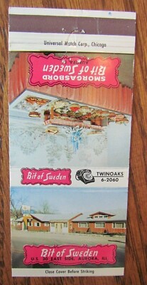 MATCHBOOK: BIT OF SWEDEN RESTAURANT (AURORA, ILLINOIS) (c1960s MATCHORAMA) -F17