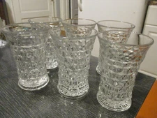 6 Fostoria Glass AMERICAN Crystal 5 1/4 Flared Iced Tea Flat Tumbler Glasses Set