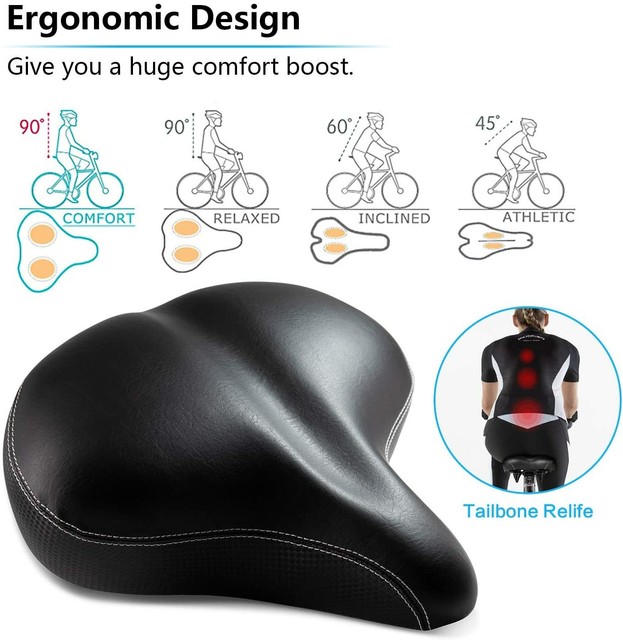 Bikeroo Most Comfortable Bike Seat for Seniors Extra Wide and Padded