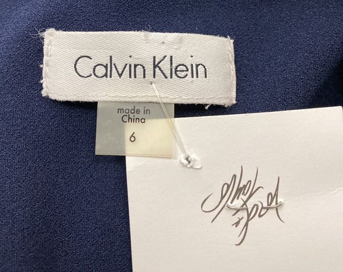 Calvin Klein Womens Navy Body Con Formal Evening Dress Semi Ruffle Size 6 NWT - Picture 8 of 8