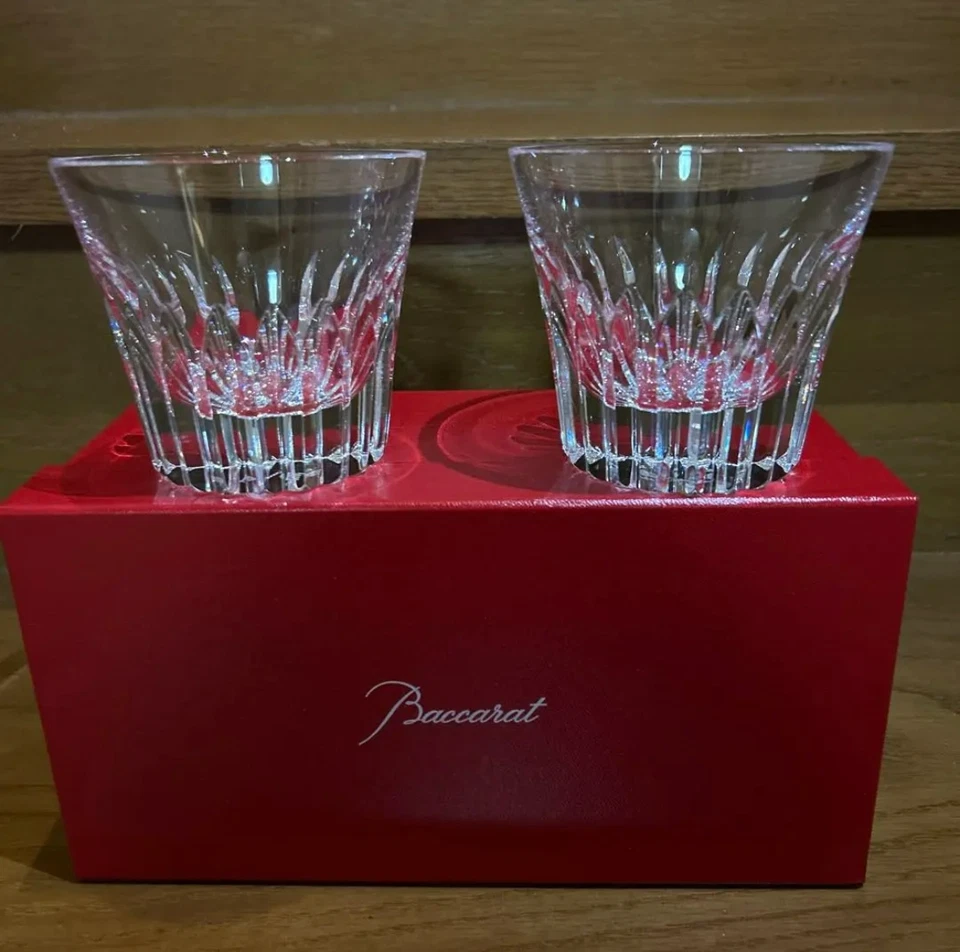 Vaso Baccarat Crysta Año 2022 Cristal Roca Vidrio Juego de 2 con Caja Par Foto 2 de 4