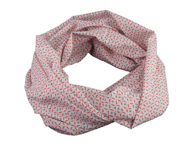 Damen-Loopschal Blumen Blümchen weiß rot bunt ca.25 cm x 140 cm - 100% Baumwolle