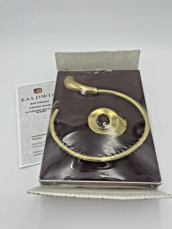 Nuevo Antiguo Stock Baldwin Latón Limelight Toalla de Baño Anillo Soporte y Herrajes De Colección Foto 2 de 4