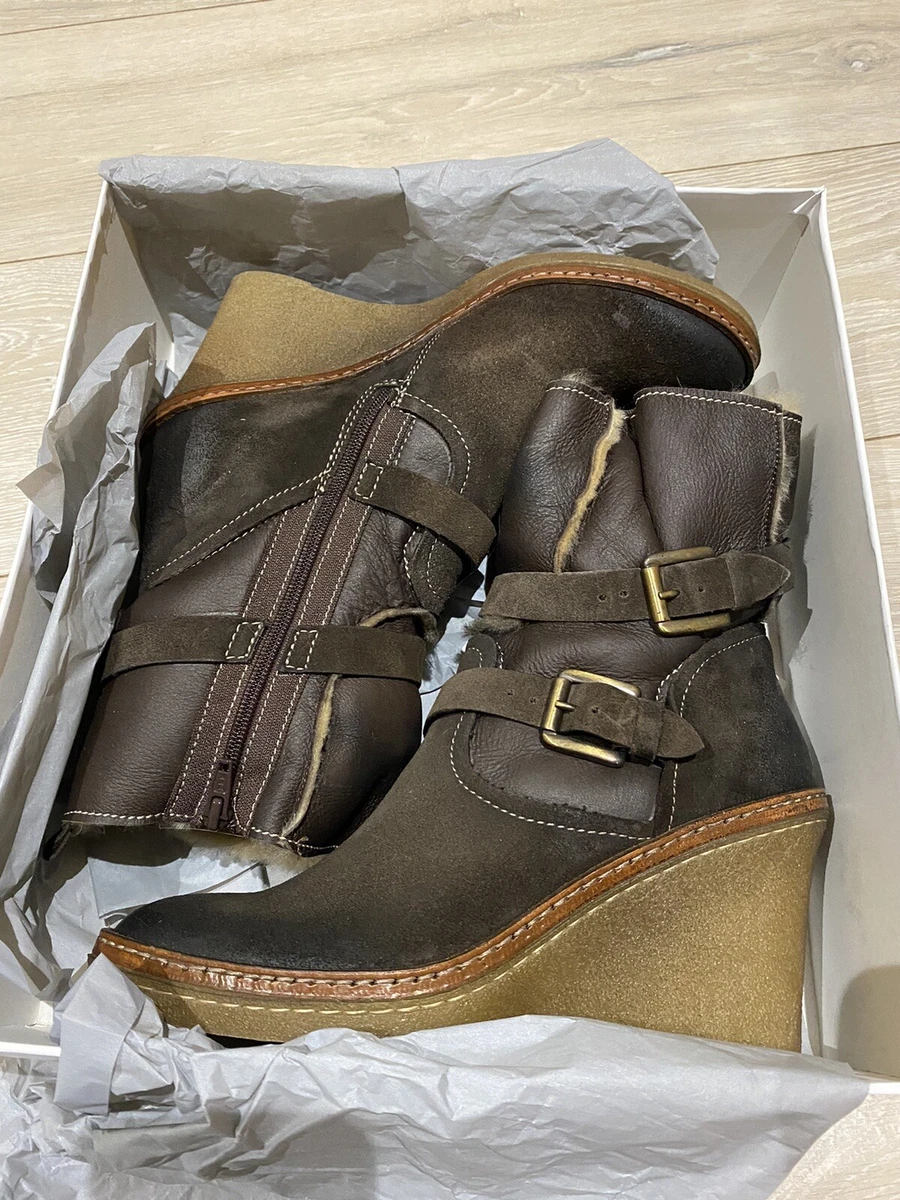 Celtic Co Leather Sheepskin Wedge Ankle Boots U.K. 7 EU 40 BNIB