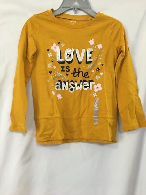 NWT Carter's Floral lowers Shirt Top Girls Long Sleeve Yellow ''Love'' Many sizes