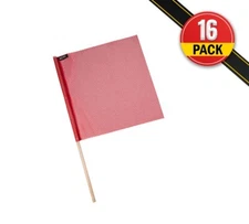 (16 Pack) 18" x 18" Red Jersey Mesh Safety Flags for Trucks with Dowel
