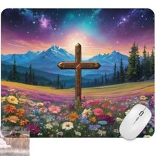 Floral Cross Mountains Computer Non Slip Custom Mouse Pad