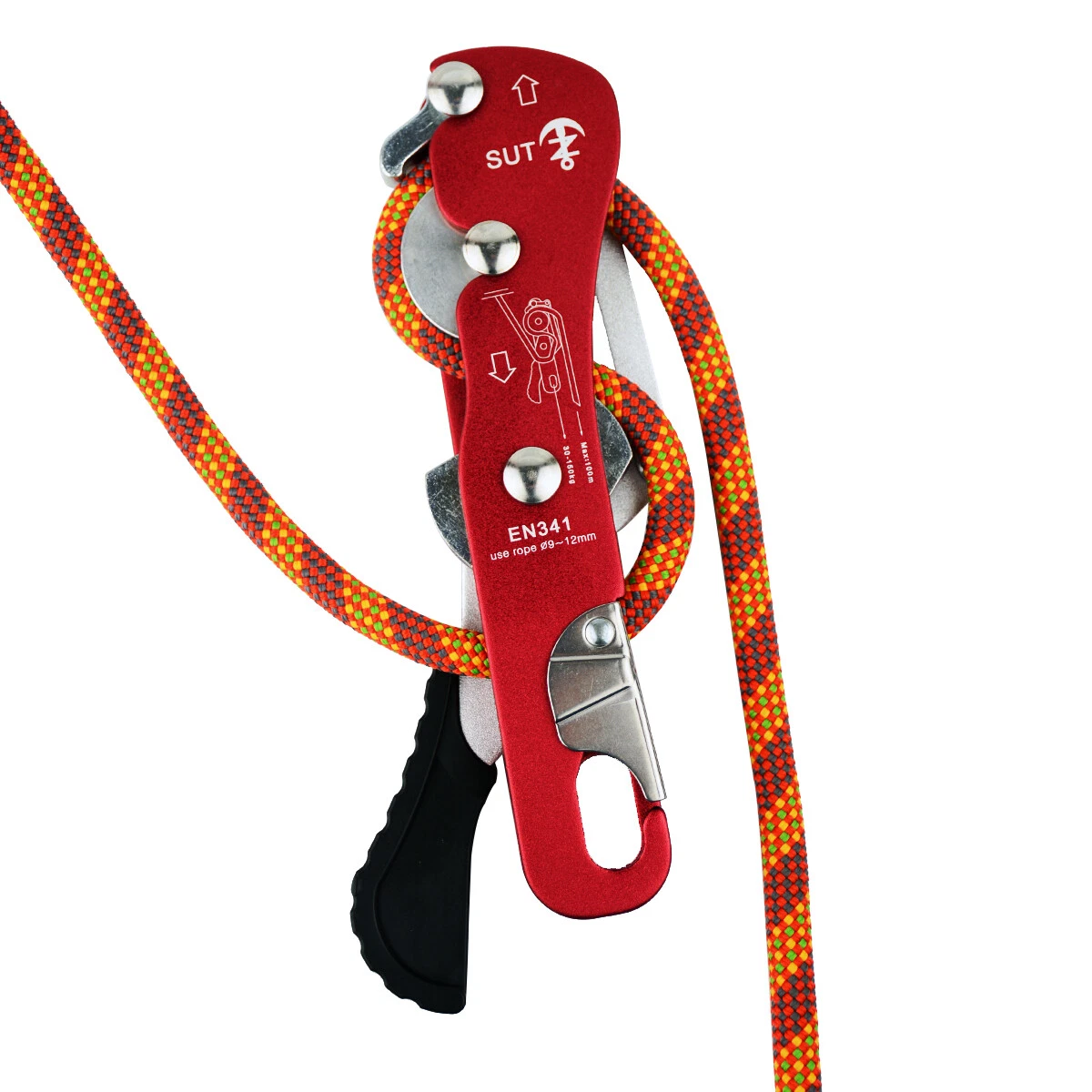 Self Braking Stop Descender Climbing 9-12mm Single Rope Belaying Rappelling  Gear