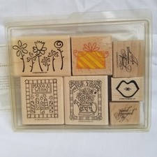 Stampin Up Gifted Greetings Partial Set And Various Other Rubber Stamp Lot 7